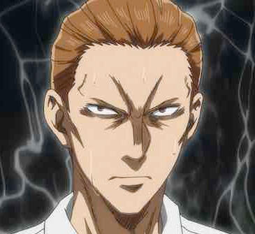 A character from Aoashi. His face is long, sharp, and narrow, and he has short brown hair slicked back. His expression is furious, and he gives off a menacing aura.